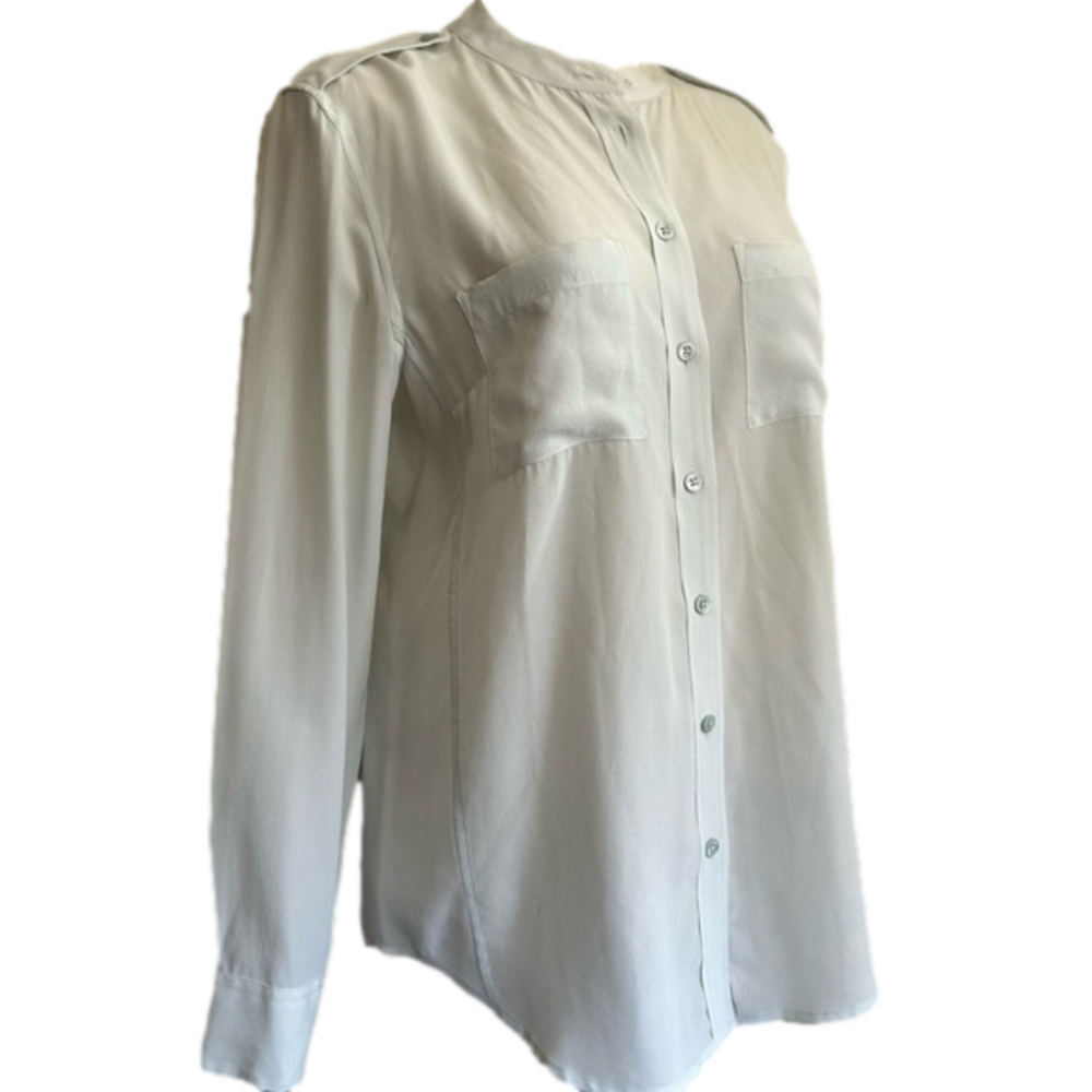 Equipment Femme Silk Button Up pale green Blouse S